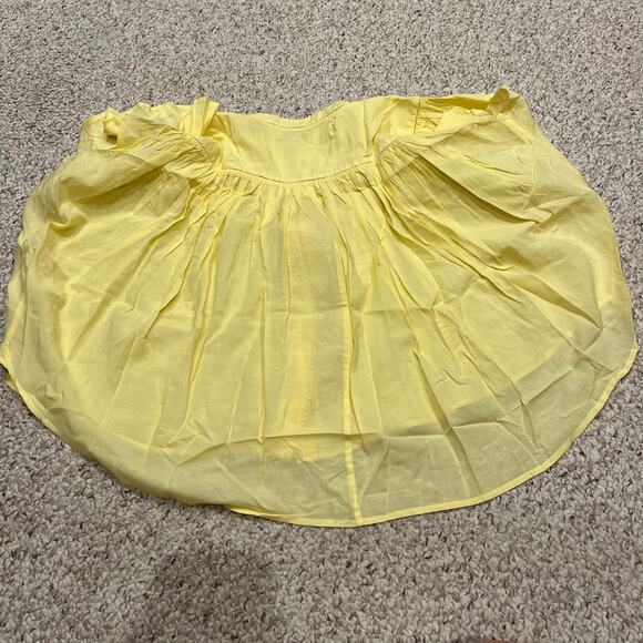 NWT Madewell Shirred Lace Trim Top Sz XL Yellow Preppy Casual Boho - Picture 5 of 7